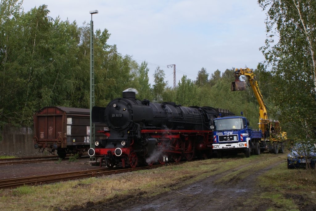 01 1075 wird gerade mit Kohle beladen im Osnabrcker Bahnbetriebswerk am 19.09.2010 beim Fest 175 Jahre Deutsche Eisenbahn und 125 Jahre Bahnbetriebswerk Osnabrck