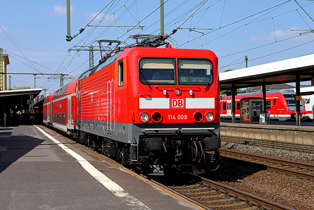 114 009 mit RE nach Frankfurt am Main am 04.09.12 in Fulda