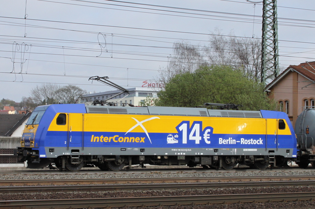 146 522-8 D-OLA  Inter Connex  mit Kesselwagenzug am 06.04.11 in Fulda