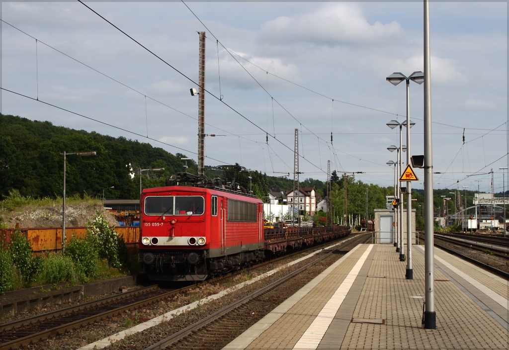 155 055 mit dem GM 61264 (Dillenburg Gbf - Bochum Nord) am 30.06.13 in Kreuztal