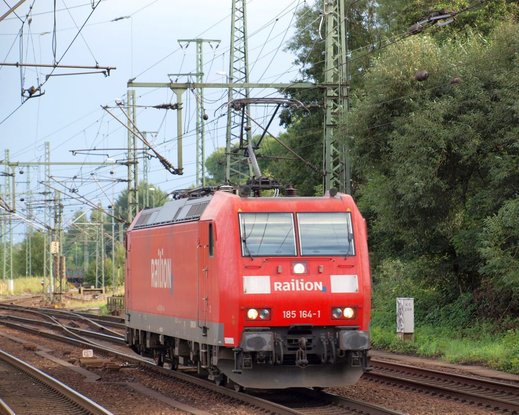 185 164-1 fuhr Lz durch den Harburger Bahnhof am 28.8.