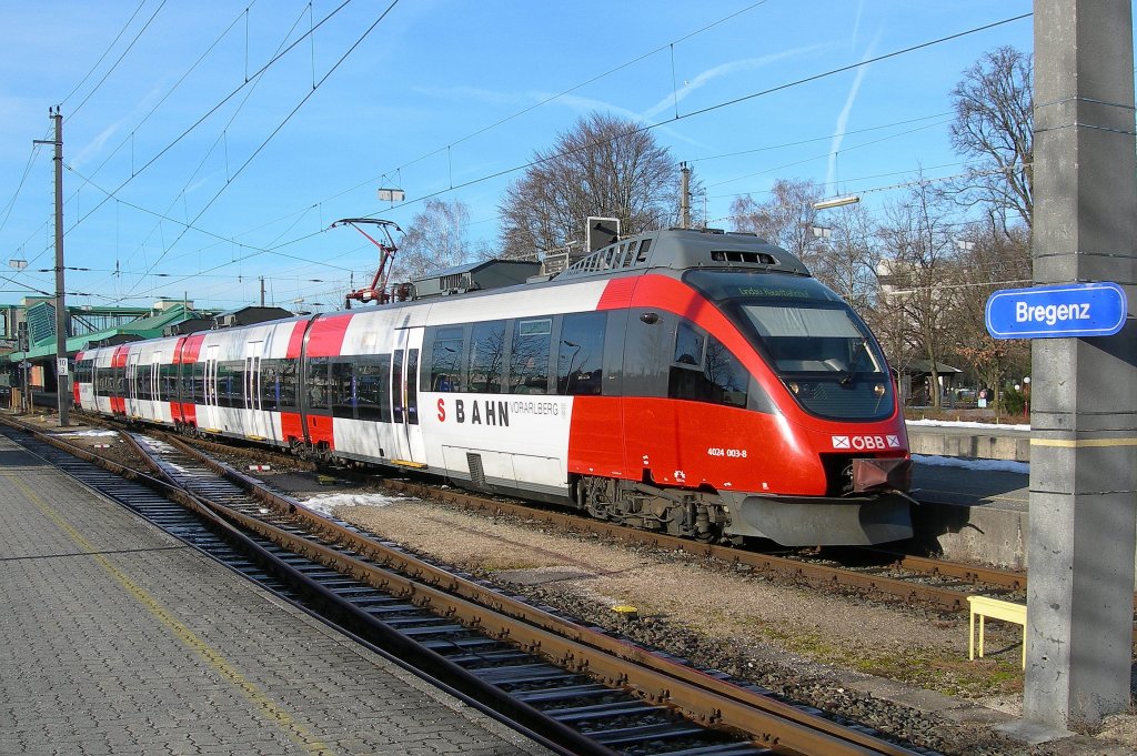 4024 008-3 als  S-Bahn Vorarlberg  in Bregenz. 
5. Feb. 2007