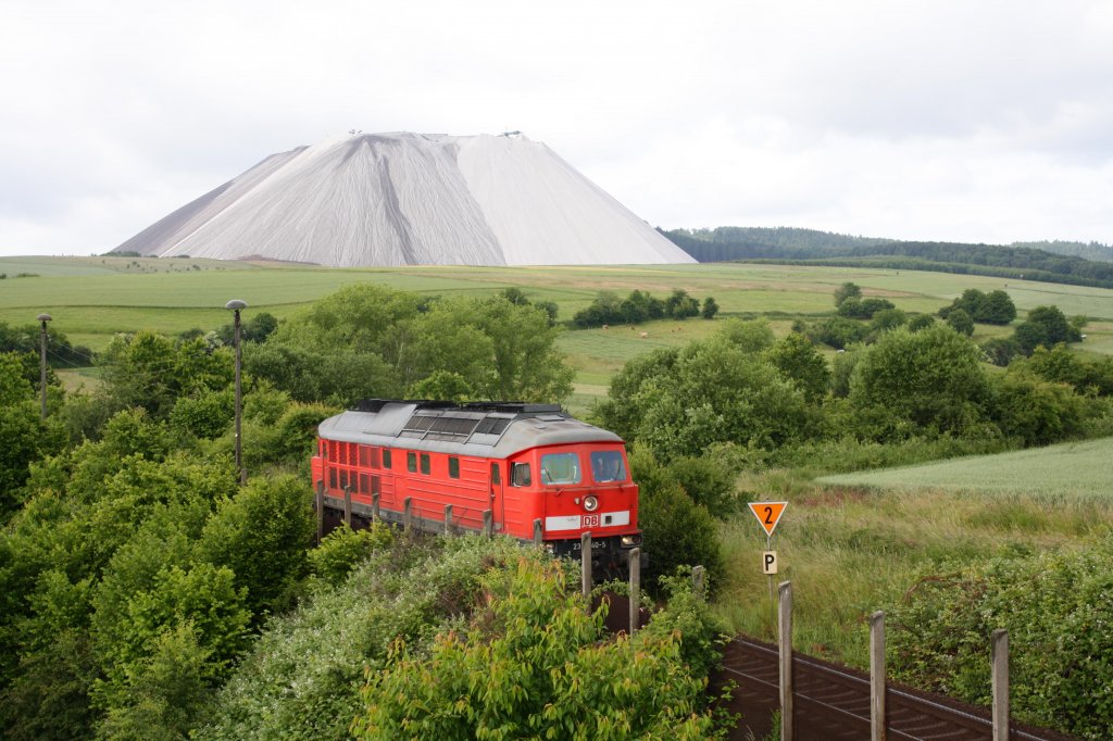 Am 21.06.2010 fuhr 233 040-5 als Lz nach Gerstungen, um einen Kali-Leerzug nach Heringen/Werra abzuholen. Im Hintergrund der  Monte Kali . Die Aufnahme entstand in Dankmarshausen.