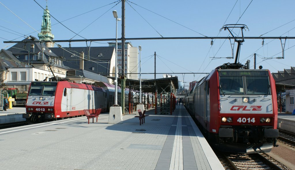 CFL 4014 und 4012 in Luxembourg (Ville) am 31. Mrz 2009.