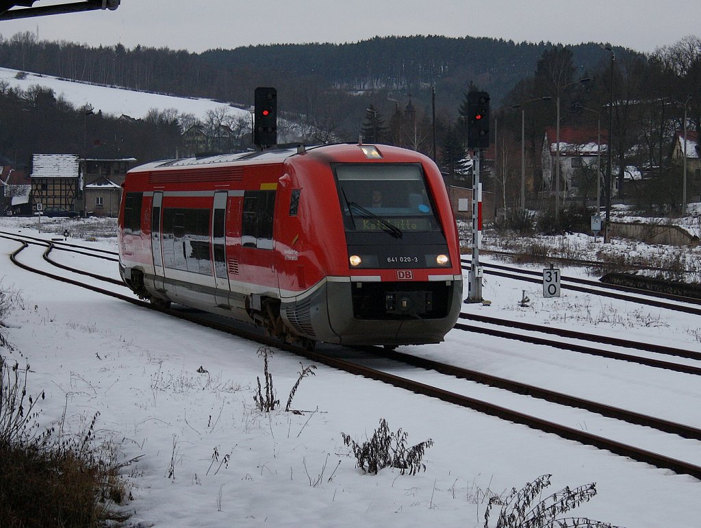 Der 641 020 am 21.02.2009 bei der Einfahrt in Rottenbach. 
