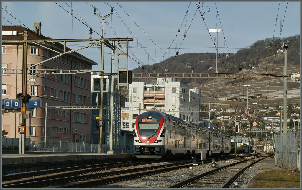 Der SBB 511 109 erreicht seine Endstation Vevey (und wird zehn Minuten wieder nach Genve zurck fahren). 
27. Jan. 2013