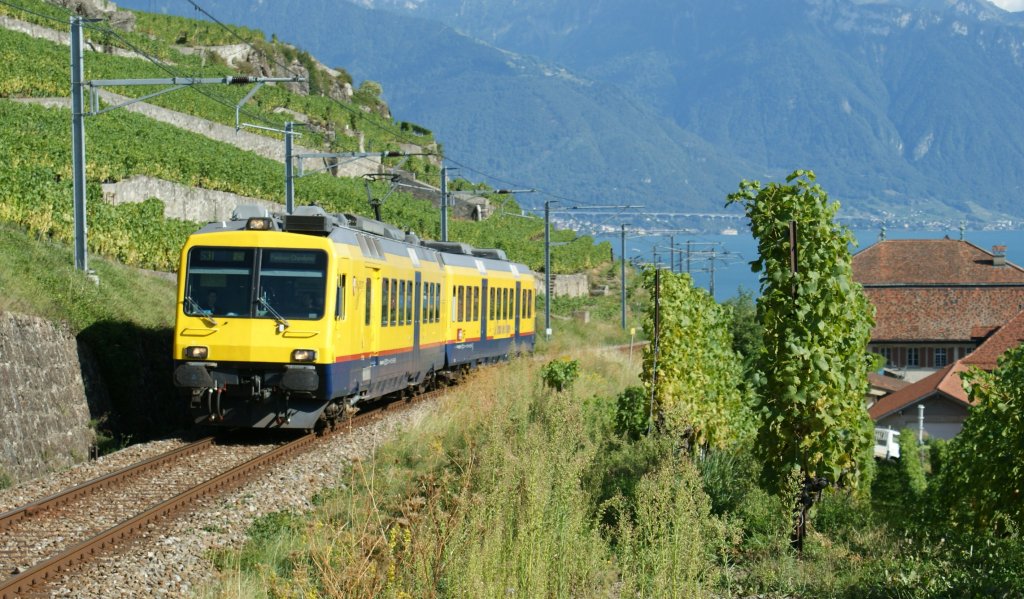 Der Train des Vignes (Rebbergbahnzug) bei Chexbres am 5. September 2009.