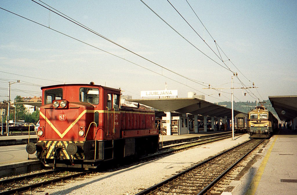 Diesellok der BR 732 in Ljubljana am 3. Mai 2001 