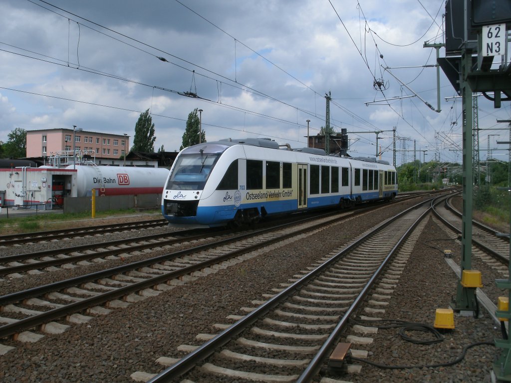 OLA-Triebwagen 703 kam,am 28.Mai 2011,aus Rehna nach Schwerin.