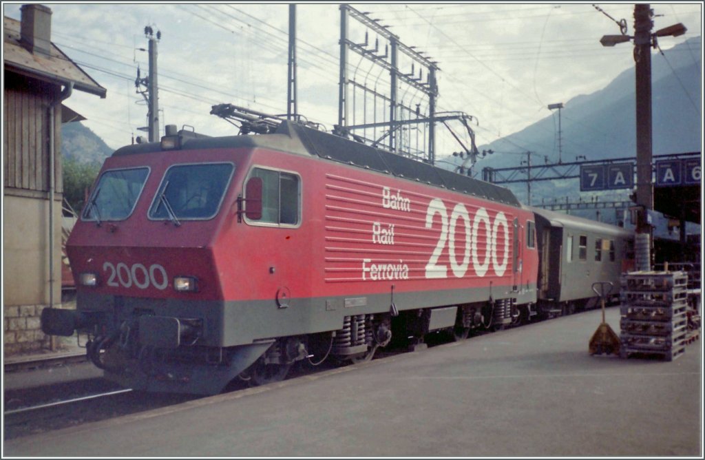 SBB Re4/4 IV in Brig. 
September 1992