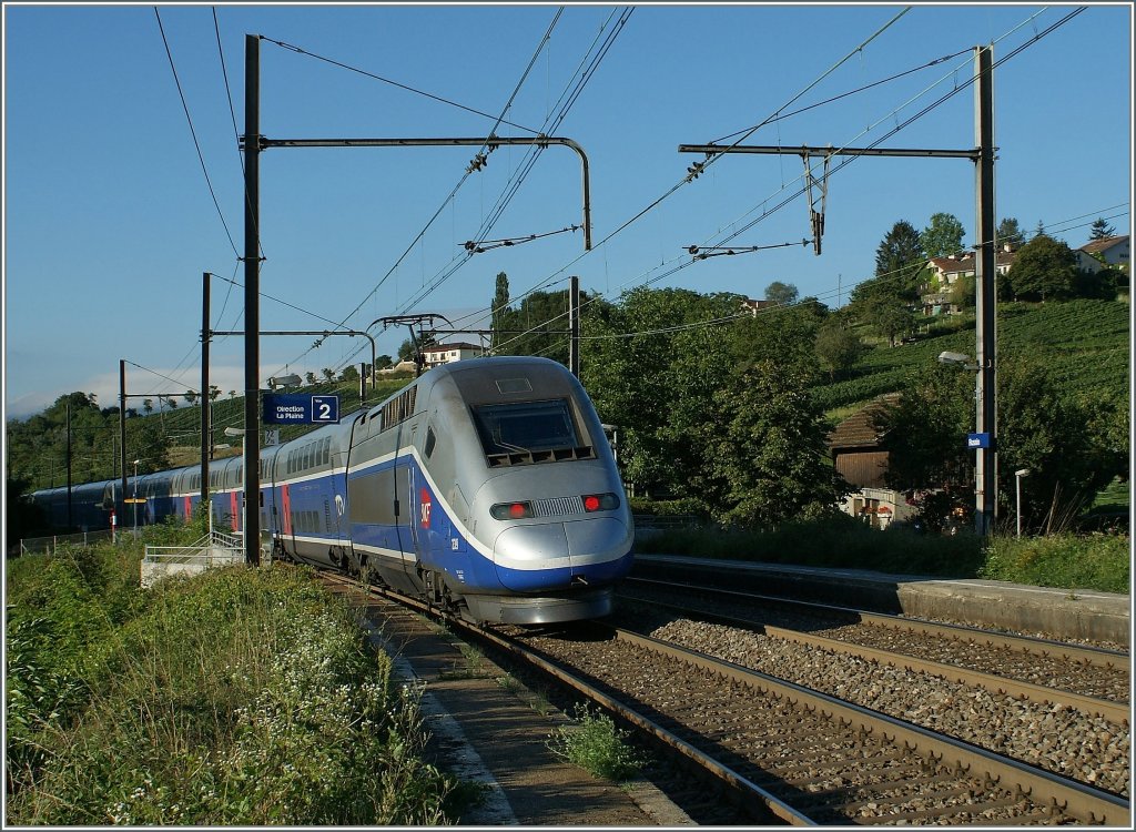 TGV 6806 von Genve nach Marseille St-Charles in Russin am 31.August 2010.