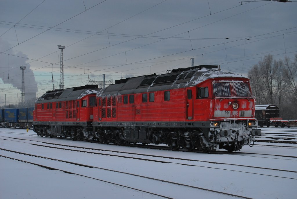Und nochmal die  Castor-Loks .Diesmal mit 232 209.Ebenfalls am 17.12.2010 in Rostock-Seehafen.
