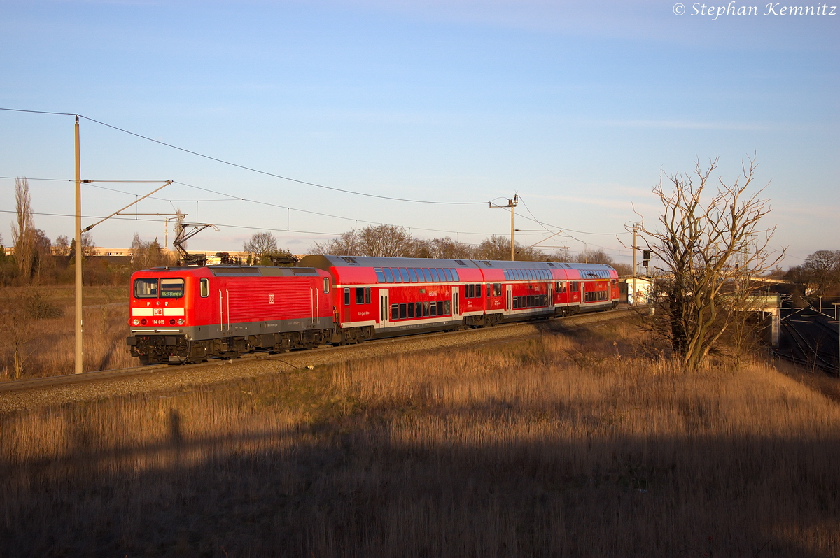 114 015 mit der RB29 (RB 17573) von Salzwedel nach Stendal in Stendal(Wahrburg). 14.02.2014