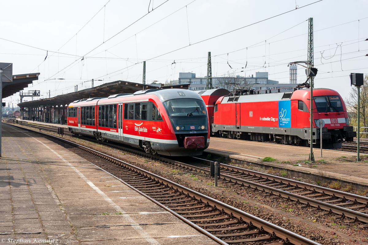642 170-4 als RE14  Elbexpress  (RE 17735) von Magdeburg Hbf nach Lutherstadt Wittenberg, bei der Ausfahrt aus Magdeburg-Neustadt. Normalerweise werden auf dem RE14, 143er + 3 Doppelstockwagen genutzt. 24.04.2015