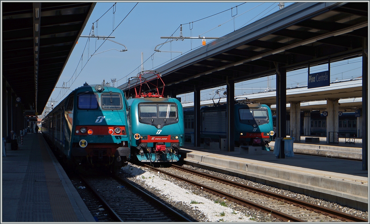 Die FS E 464 dominieren den Trenitalia Regionalvearkehr, wie hier in Pisa zu sehen ist. 
22. April 2015 