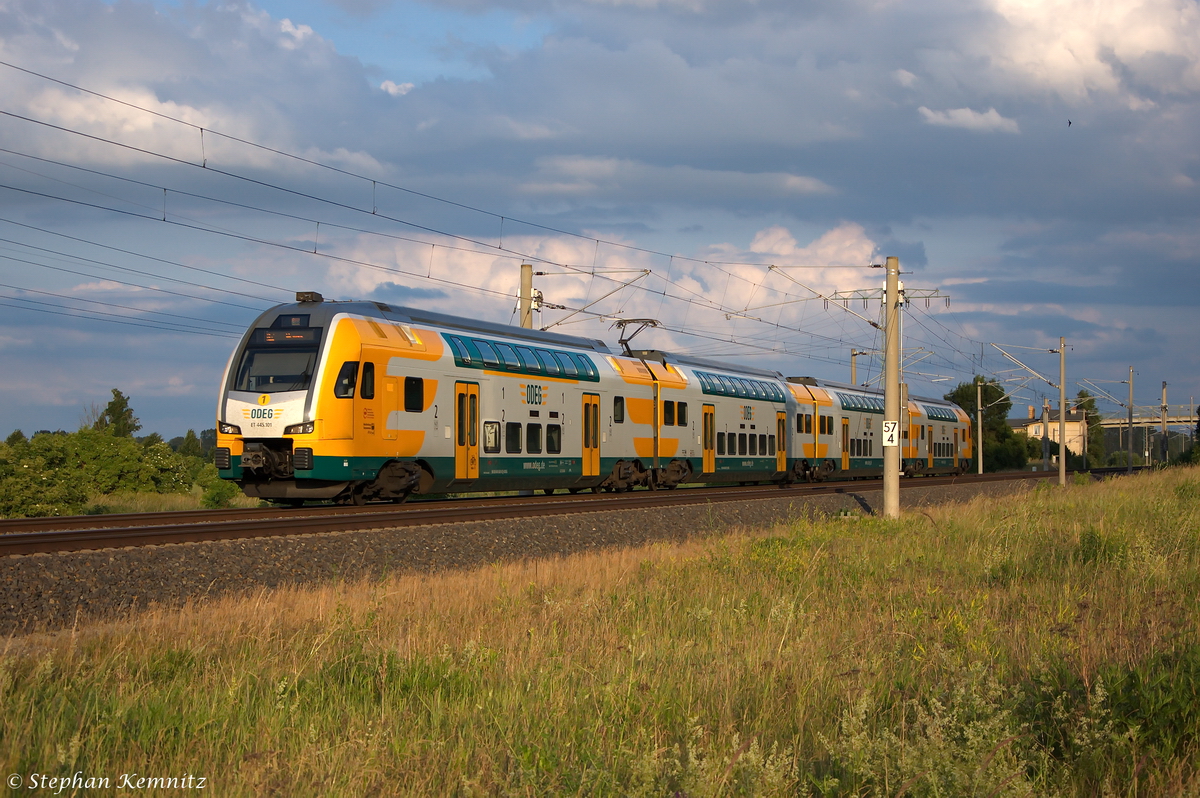 ET 445.101 (445 101-9) ODEG - Ostdeutsche Eisenbahn GmbH als RE2 (RE 83979) von Cottbus nach Wismar in Vietznitz. 17.06.2014