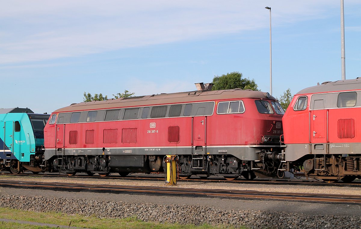 Marschbahn Gastlok 39: DB 218 387-9, REV/HB X/03.02.17, Niebüll 06.07.2017