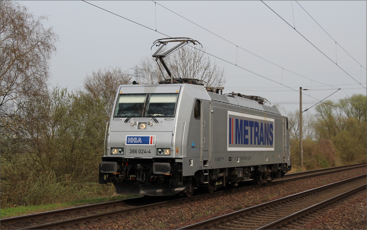 Metrans 386 024 Solo unterwegs am 01.04.17 in Moorburg