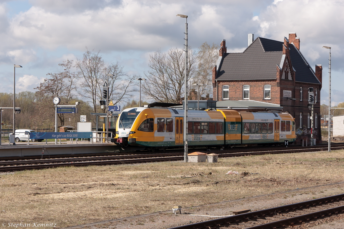 VT 646.040 (646 040-5) ODEG - Ostdeutsche Eisenbahn GmbH als RB51 (RB 68856) von Brandenburg Hbf nach Rathenow, bei der Einfahrt in Rathenow. 18.04.2015