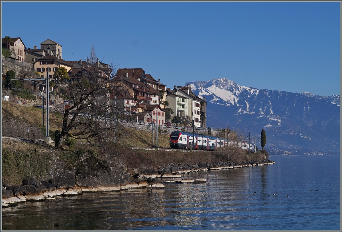 Zwei RABDe 511 unterwegs von Vevey nach Genève bei St-Saphorin.
7. März 2014
