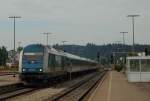 223 063 fuhr mit dem ALX 84145 von Lindau nach Mnchen Hbf in den Bahnhof von Kempten im Allgu am 31.7.11.