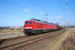 Am 18.03 2009 sind am Abzw.Riekdahl die 232 569+232 413 unterwegs.Der nach Wismar fahrende Kalizug wird am Zugschlu von 233 112 untersttzt.