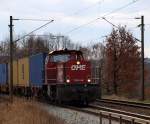  150002  der OHE zog einen Containerzug durch Moorburg am 12.2.