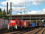 295 086-3 rollte mit einem Containerzug aus Waltershof kommend durch den Bahnhof von Hamburg-Harburg am 5.9.