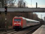 101 034-7 fuhr mit einem Intercity am 12.2 aus dem Ruhrgebiet kommend durch Tostedt.