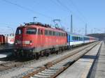 Auch 2012 ist die Baureihe 115 wieder auf Rgen mit dem EC 378/379 anzutreffen.Am 06.April 2012 bespannte 115 459 den EC 379 Binz-Brno bis Stralsund.Aufnahme in Bergen/Rgen.