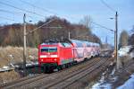 br-61202-regio-umbau/255802/auch-wieder-im-rennen-ist-die Auch wieder im Rennen ist die 120 201 nach ihrer HU.Mit dem RE 4306 nach Hamburg rauscht sie am 27.03.2013 durch Sildemow.