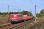 Am 26.10.2014 bringt die 139 554 den EZ 52492 nach Maschen.Der in Rostock-Seehafen gestartete Zug wurde in Sildemow geknipst.