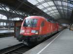 RE 16715 Leipzig-Dresden wurde,am 26.Mrz 2012,von 182 006 gezogen.Hier stand der Zug im Leipziger Hbf.