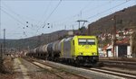 119 008 von RheinCargo mit Kesselzug in Richtung Süden am 02.04.16 in Gemünden (Main)