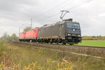 185 574-1 MRCE Dispolok GmbH für DB Cargo Deutschland AG mit dem Lokzug T 67129 von Maschen Rbf Mswf nach Zielitz Stw B2 in Stendal. Die Wagenloks waren 185 270-6 & 185 360-5. 29.10.2016