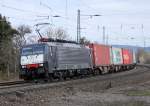 189 910 mit Containerzug am 02.04.12 bei Fulda