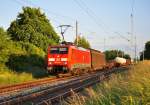 Mit dem Gterzug 52495 aus Maschen rollt die 189 004 am 08.06.2012 durch Sildemow.Das Ziel der Fahrt-Rostock Seehafen-ist fast erreicht.