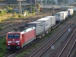 Am 29.09.2013 durch fuhr 189 063-1 mit KLV Halle an der Saale in Richtung Rostock.