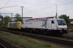 189 801 (Siemens) und ES 64 F4-091 (Eurpean Bulls) abgetellt in Mnchengladbach Hbf am 25.05.2010