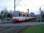 Ein Dortmunder Stadtbahnwagen B fhrt am 26.01.2004 von Sden her in die Haltestelle Fredenbaum ein.