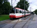 Eine Doppeltraktion aus Stadtbahnwagen B der Dormunder Stadtwerke fhrt am 19.