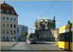Ziemlich dichter Tramverkehr in Dresden.