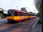Eine Doppeltraktion aus Stadtbahnwagen B der Rheinbahn steht am 28.