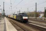 189-938 + 189-926 bespannten am 17.04.13 einen langen KLV-Zug von Malm Godsbangard nach Verona Q.