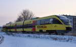 Ostseeland Verkehr VT 0005 als OLA nach Btzow am 03.02.12 morgens kurz nach 8 in Torgelow