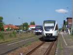 ola-ostseeland-verkehr-gmbh/50439/ostseelandverkehr-vt-0009-als-ola-nach OstseelandVerkehr VT 0009 als OLA nach Btzow auf Gleis 2.und NEB VT 643.20 als OLA nach Ueckermnde im Bahnhof Torgelow.