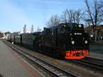 Nachdem im Dezember 2011 99 1781 nach Rgen gekommen ist,ist die Lok planmig im Einsatz.Mit dem ersten Zug Putbus-Ghren hielt die Lok am 03.Mrz 2012 in Binz.
