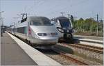 Der SNCF TGV 360 wartet in Saint-Malo auf seine Abfahrt nach Paris als TGV 8088. 6. Mai 2019 