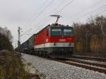 Die 1144 252 am 31.10.2009 mit dem Walter KLV-Zug unterwegs bei Haar (Mnchen).