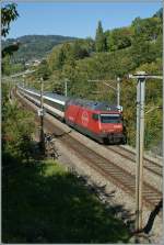 Re 460 008-6 mit IR 2527 nach Luzern am 10. Mrz 2010 zwischen Bossire und Grandvaux.